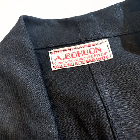 1940's A.BOHUON Black Linen Coat Deadstock