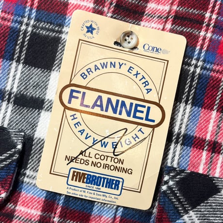 1980's FIVE BROTHER Heavy Flannel L/S Shirt Deadstock