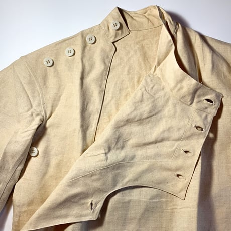 1940's〜 French Military Hospital Linen S/S Shirt Deadstock
