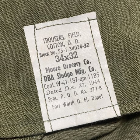 1940's US.ARMY M-43 Field Trousers Deadstock