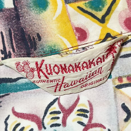 1950's KUONAKAKAI Rayon Hawaiian S/S Shirt