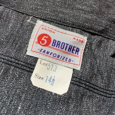 1950's 5 BROTHERS Black Chambray L/S Shirt Deadstock