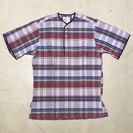 1960's DONEGAL Indian Madras Henleyneck S/S ShirtDeadstock