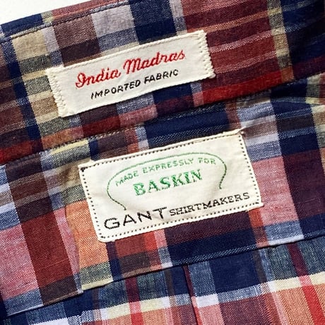 1960's BASKIN Indian Madras L/S Shirt Deadstock