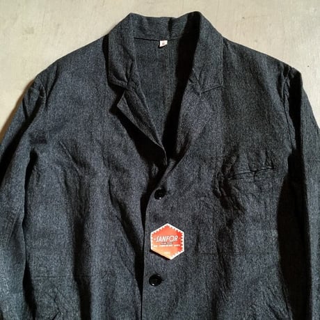 1950's French Unknown Black Chambray Atelier Coat
