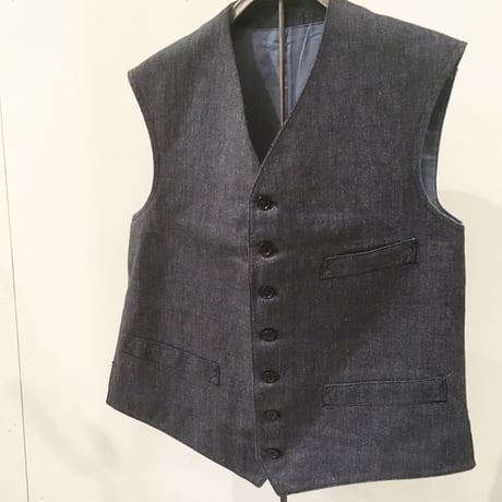 1940〜50's French Unknown Black Chambray Vest Deadstock