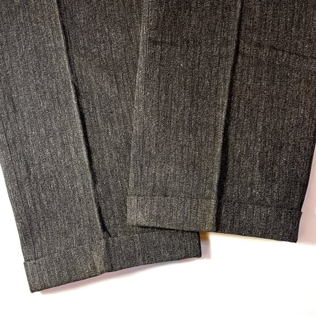 1930〜40's Unknown Black Covert Stripe Trousers Deadstock