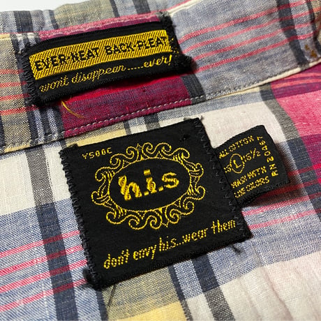 1960's h.i.s Indian Madras L/S Shirt
