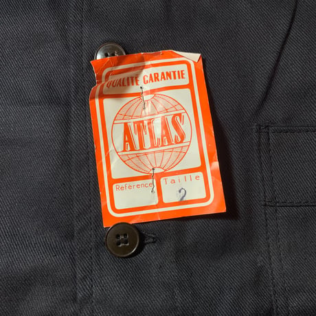 1960's ATLAS Black Cotton Twill Jacket Deadstock