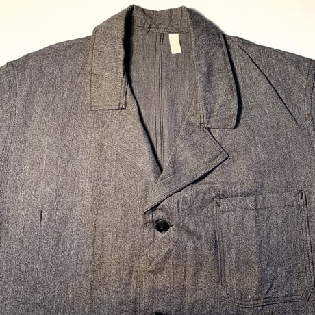 1950's French Unknown Black Chambray Atelier Coat Deadstock