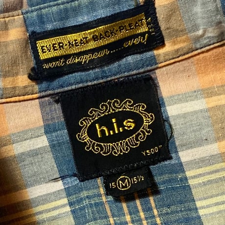 1960's h.i.s Indian Madras S/S Shirt