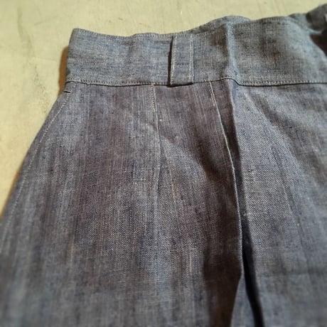 1950〜60's French Navy Linen Short Pants Deadstock