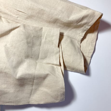 1940's〜 French Military Hospital Linen S/S Shirt Deadstock
