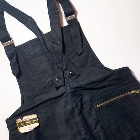 1940〜50's Le Favori Black Moleskin Overall Deadstock