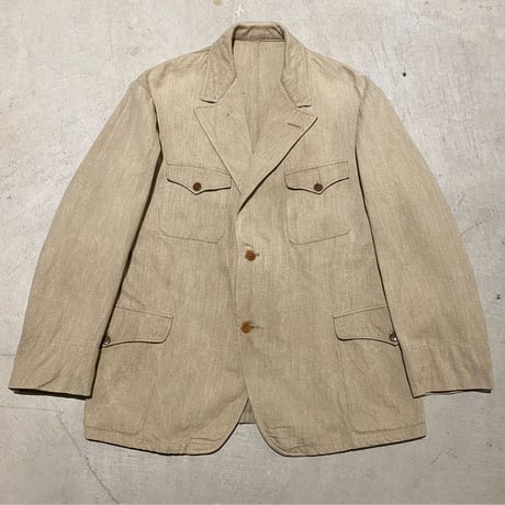 1930〜40's French Unknown Brown Covert Work Jacket