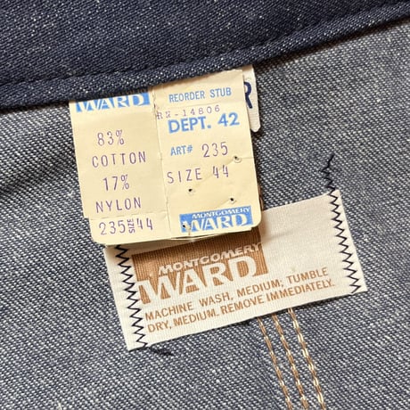 1960's MONTGOMERY WARD Denim Coverall Deadstock