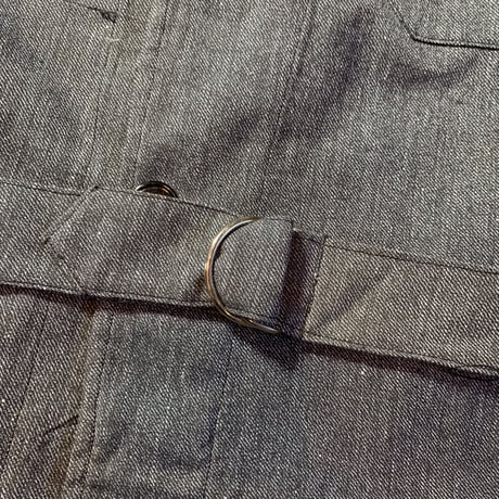 1950's French Unknown Black Chambray Atelier Coat Deadstock