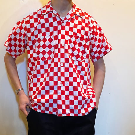 1950's〜 Unknown Checkered Flag Pattern S/S Shirt