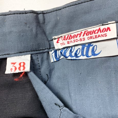1950's French Unknown Black Linen Trousers Deadstock