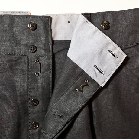 1940's French Unknown Black Linen Trousers Deadstock