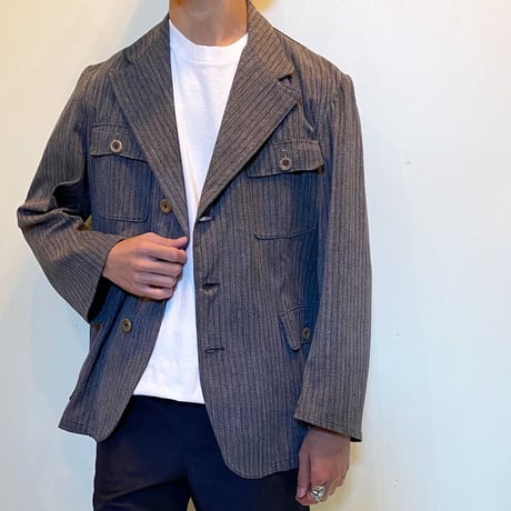 1930's〜 French Unknown Black Chambray Stripe Jacket