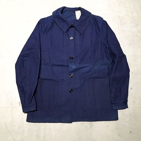 1930〜40's French Unknown Indigo Cotton Twill Jacket Deadstock