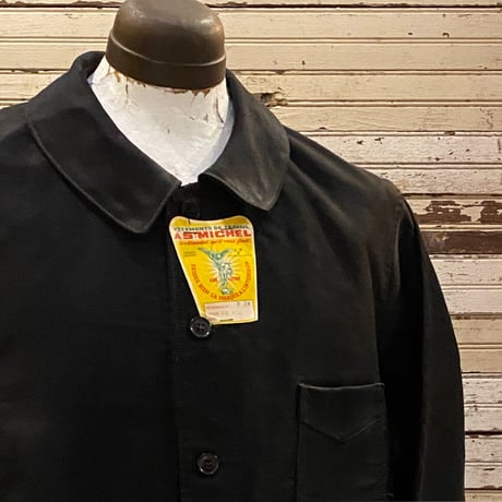 1940's〜 A  ST.MICHEL Black Moleskin Jacket Deadstock