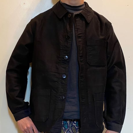 1950's French Unknown Black Moleskin Jacket