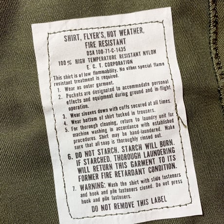 1970's US.ARMY  Heli-Crew L/S Shirt Deadstock