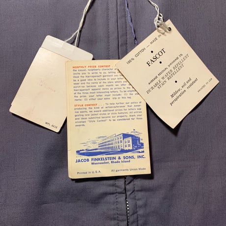 1960's JACOB FINKELSTEIN&SONS INC. Cotton Blouson Deadstock