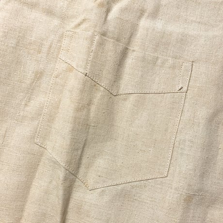 1940's〜 French Military Hospital Linen S/S Shirt Deadstock