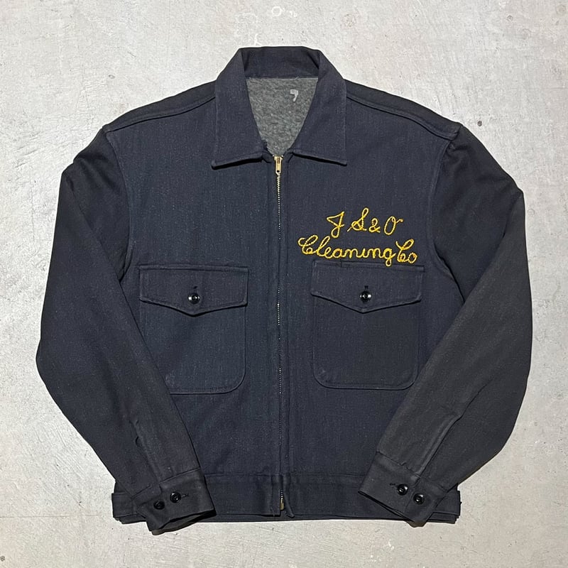 1950's〜 Unknown Black Whipcord Work Jacket | Un 1950's〜 Unknown Black Whipcord Work Jacket | Un