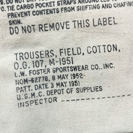 1950's USMC M-51 Field Trousers Deadstock