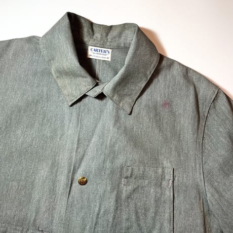 1940's〜 CARTER'S Green Covert Shop Coat Deadstock