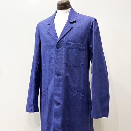 1950's French Unknown Blue Chambray Atelier Coat Deadstock
