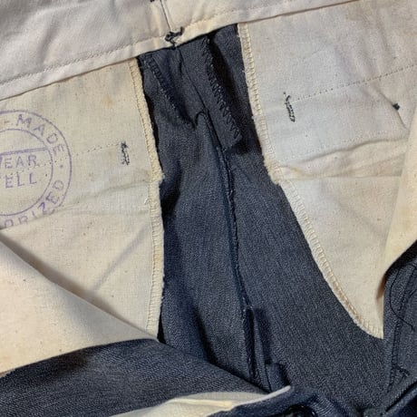 1940's Unknown Black Chambray Trousers Deadstock