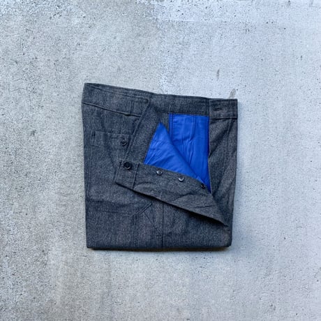 1950's French Unknown Black Chambray Trousers Deadstock