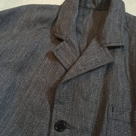 1950's French Unknown Black Chambray Atelier Coat Deadstock