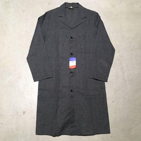 1950's French Unknown Black Chambray Atelier Coat Deadstock