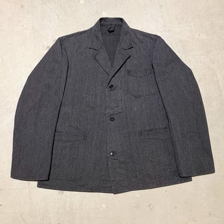 1950's French Unknown Black Chambray Work Jacket