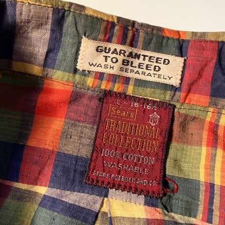 1960's〜 Sears Indian Madras L/S Shirt