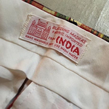 1970's Unknown Indian Madras Patchwork Short Pants