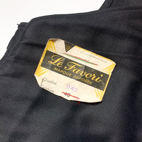 1940〜50's Le Favori Black Moleskin Overall Deadstock