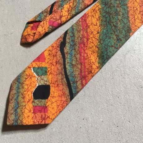 1960's Unknown Cotton Batik Necktie