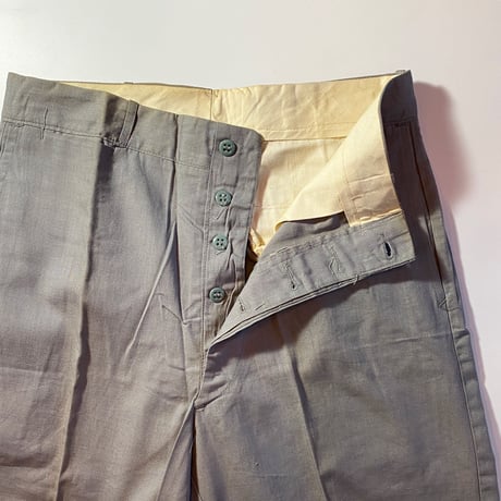 1940〜50's Unknown Gray Matt Cotton Trousers Deadstock