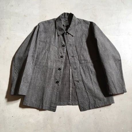 1940's French Unknown Black Chambray Jacket