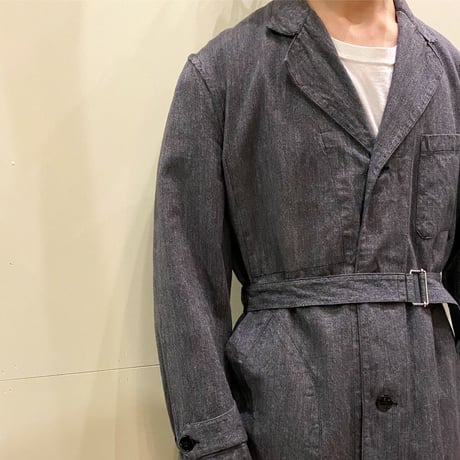 1950's FOR TISS GARANTI BOUSSAC Black Chambray Atelier Coat