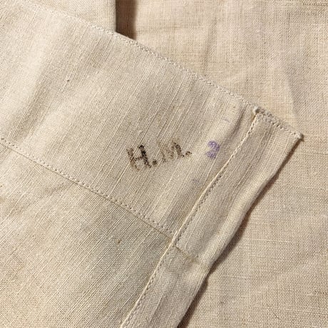 1940's〜 French Military Hospital Linen S/S Shirt Deadstock