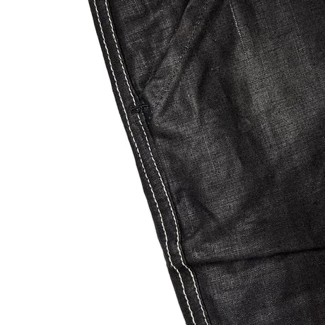 1940's French Unknown Black Linen Trousers Deadstock