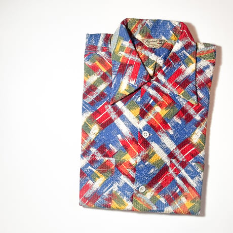 1950's Tropical Seersucker S/S Shirt Deadstock